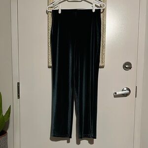 ANNE KLEIN | Velour Elegant Forest Green Velvet Pants